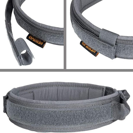EXCELLENT ELITE SPANKER Tactical Dog Collar Nylon Adjustable Training Collar Military Dog Collar Heavy Duty Metal Buckle with Control Handle for Medium and Large Dogs with Patches(Grey-M)