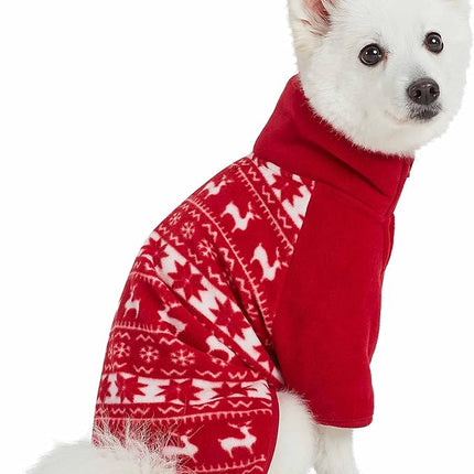 Blueberry Pet Dog Christmas Sweater - Warm & Soft Ugly Reindeer & Snowflake Fleece Jacket, Back Length 18" - Award-Winning Dog Sweater, America's Best Petcare Brands 2022 & 2021