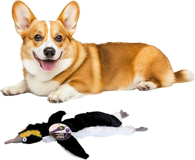 SPOT Skinneeez Plus Penguin - Stuffing Free Dog Toy with Two Piece Rubber Body and Two Squeakers, Fun to Bite, Stuffingless Design is Great for Moderate Chewers, Tug Toy for Puppies & Dogs - 15in