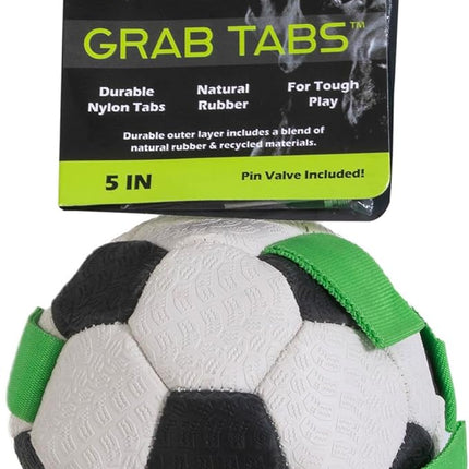 Hyper Pet The Original Grab Tabs Dog Soccer Ball with Straps (5")-Indoor or Outdoor, Interactive Durable Fetch Ball with Tug Toy for All Dog Breeds