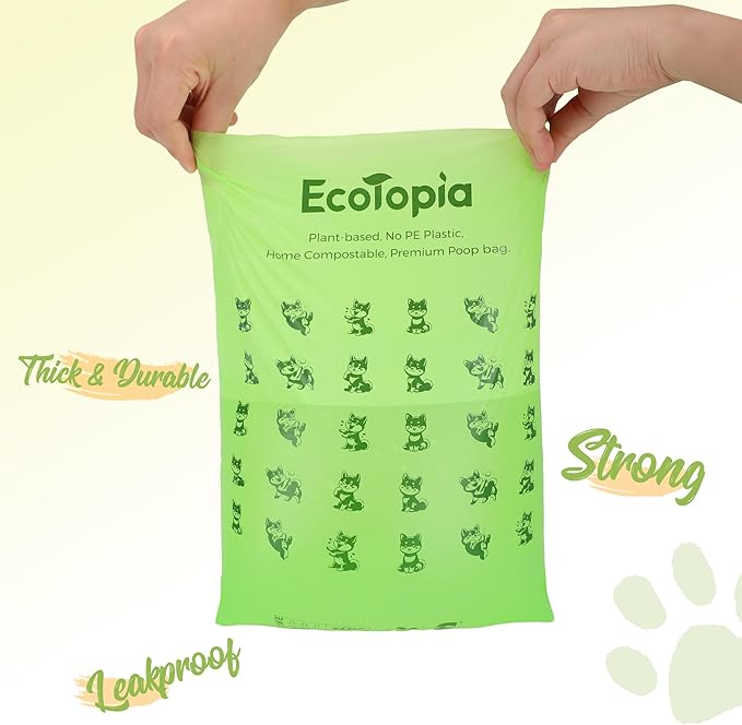 Tear-Free Biodegradable Poop Bags for Dogs,240 Compostable Dog Waste Bags Rolls,Eco-Friendly,Extra Thick,Leakproof,Unscented,Plant-based,ASTM D6400 & EN 13432 Compliant,Light Green
