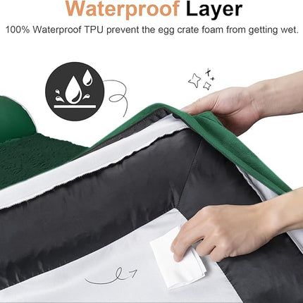 Large Dog Bed Orthopedic Washable: Jumbo Dog Bed Bolster Extra Large Dogs Egg Crate Foam Sofa Couch Waterproof Removable Cover - Emerald