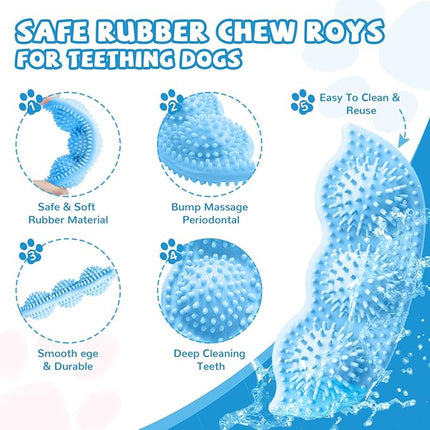 6 Pack Puppy Toys Cute Blue Puppy Chew Toys for Teething Small Breed Dog Chew Toy Interactive Pet Toy Set for Puppies Soft and Durable Small Breed Doggy Teething Ball