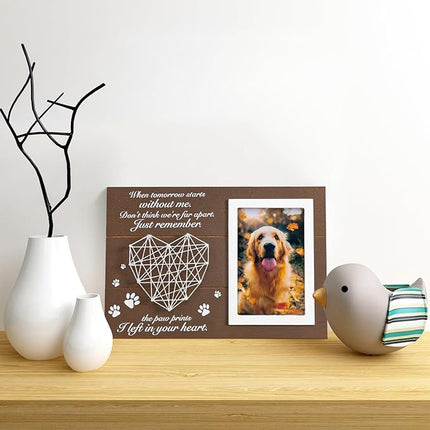 Pet Memorial Gifts, Pet Loss Memorial Frame Leave Paw Prints on our Hearts, Paw Prints Sympathy Frame Gift for Loss of Dog and Cat