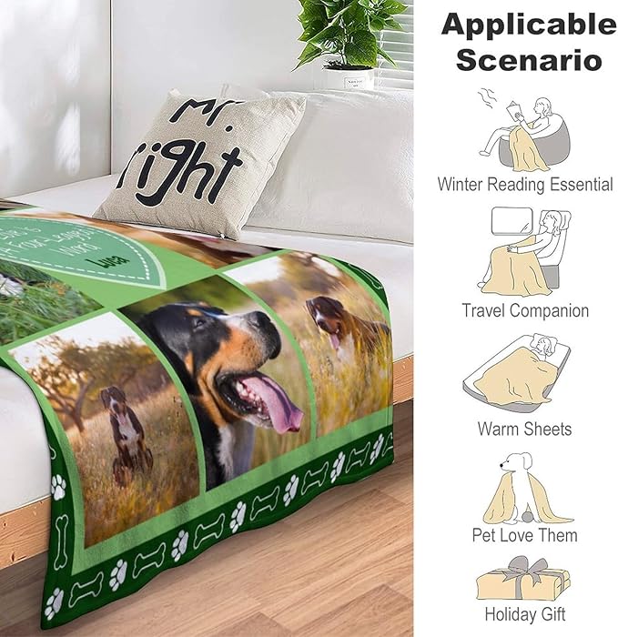 Artsadd Dog and Cat Memorial Gifts, Pet Loss Memorial Blanket, Custom Dog Blanket, Personalized Pet Remembrance Gifts, Loss of Pet or Cat Remembrance Sympathy Grief Condolence Bereavement Gifts