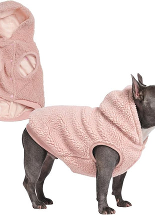 Spark Paws Fleece Dog Jacket, Hooded Sweater Vest, Warm Coat for Winter - Suitable for Small Medium Large XL XXL Breeds - Pink - XL