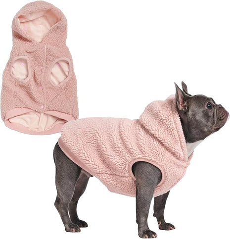 Spark Paws Fleece Dog Jacket, Hooded Sweater Vest, Warm Coat for Winter - Suitable for Small Medium Large XL XXL Breeds - Pink - XL