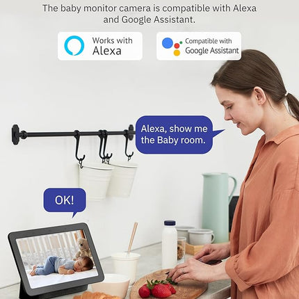 Hugolog 2K 3MP Indoor Pan/Tilt Security Camera with Auto-Focus,Ideal for Baby Monitor/Pet Camera/Home Security,Starlight Color Night Vision,Human/Pet AI,US Cloud,Compatible with Alexa