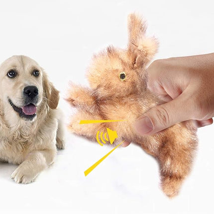 ALL FOR PAWS Brown Rabbit Pet Plush Toys, Dog Squeaker Toy, Large