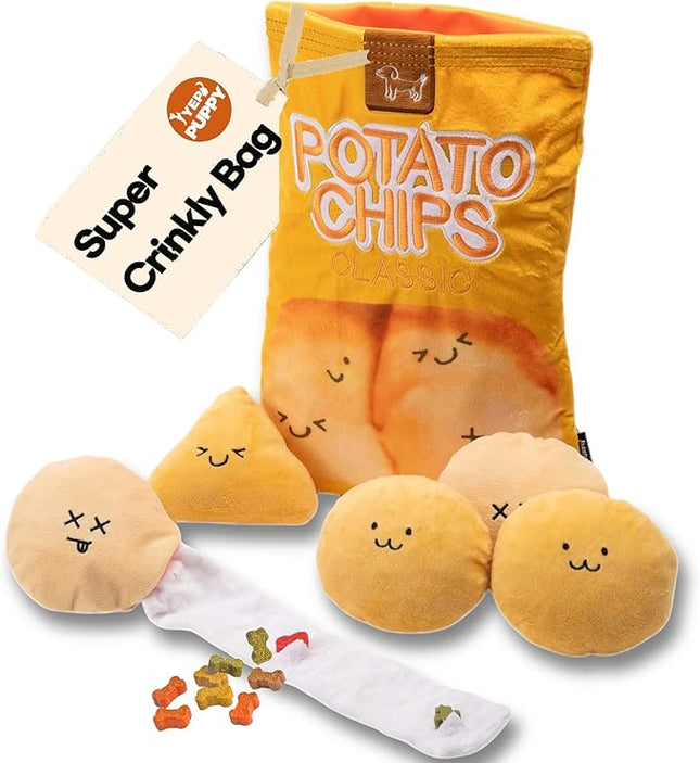 YEPPUPPY Sniffing Play for Mental Stimulation& Hide & Seek Plush Treat Dispenser – Boredom-Busting Interactive Burrow Dog Toy – Snuffle Puzzle Enrichment Gamewith Crinkle Chip Bag Design