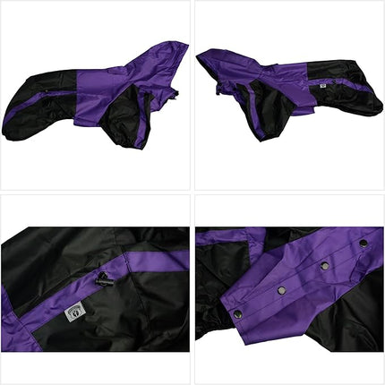 Lovelonglong Dog Hooded Raincoat, Small Dog Rain Jacket Poncho Waterproof Clothes with Hood Breathable 4 Feet Four Legs Rain Coats for Small Medium Large Pet Dogs Purple XL