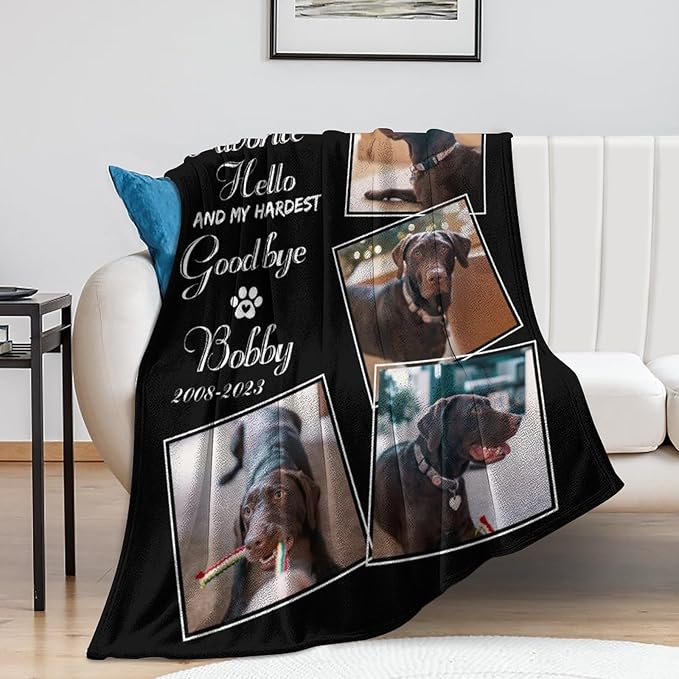 Artsadd Dog and Cat Memorial Gifts, Pet Loss Memorial Blanket, Custom Dog Blanket, Personalized Dog Remembrance Gifts, Loss of Dog or Cat Remembrance Sympathy Grief Condolence Bereavement Gifts