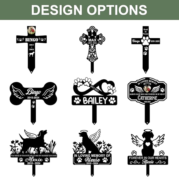 Personalized Metal Dog Grave Markers Stake, Pet Memorial Outdoor Garden Sign Plaque, Custom Pets Name Marker for Cemetery, Pet Loss Sympathy Gift