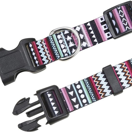 Dog Collar with Bohemia Floral Tribal Geometric Patterns - Soft Ethnic Style Collar Adjustable for Small Medium Large Dogs（Bohemian Purple,L）