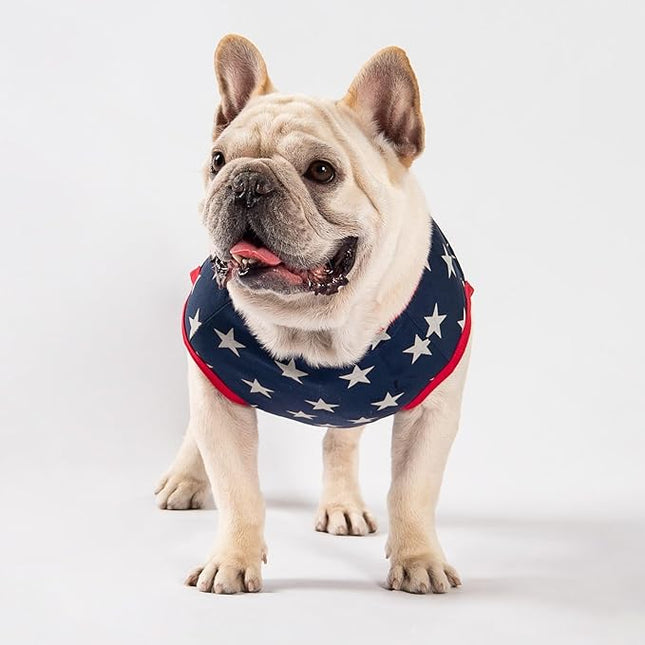 Fitwarm Patriotic Star Dog Shirt for 4th of July, Memorial Day, Independence Day, Holiday Dog Clothes for Small Dogs Boy Girl, Pet Cat Outfit, 100% Breathable Cotton, Red, Navy Blue, White, XXL