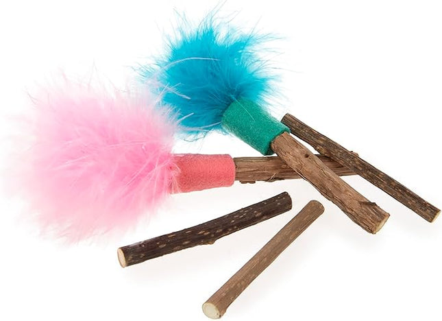 SmartyKat (5 Count) Silly Silver Stix Natural Silvervine Cat Toys - Blue/Pink, One Size