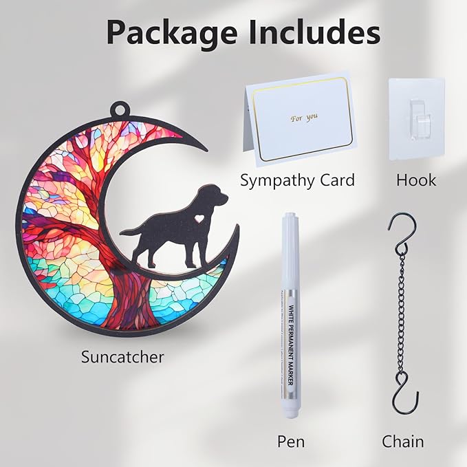 Labrador Memorial Suncatcher with Sympathy Cards,Dog Passing Away Gifts Personalized, Pet Memorial Gifts for Dogs,Labrador Retriever Gift for Window Hanging (6-Labrador)
