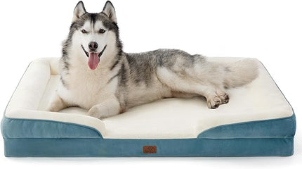 Bedsure XXL Orthopedic Dog Bed for Extra Large Dogs - Washable Giant Dog Cat Bed Waterproof, Comfort Dogs Couch Sofa with Washable Removable Cover, Pet Bed with Nonskid Bottom, Dune Haze Blue, 52"