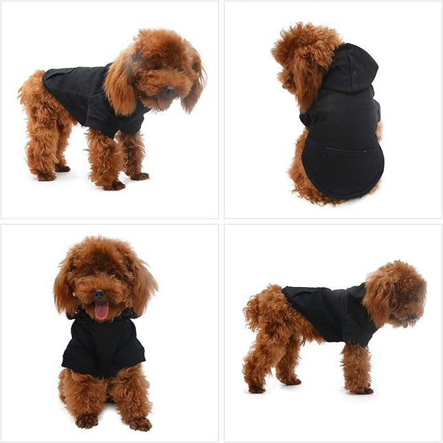 Lovelonglong Blank Basic Hoodie Sweatshirt for Dogs 100% Cotton Fits Small Medium Dachshund Large Dog Black XL