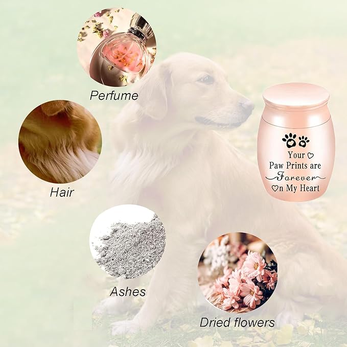 Small Pet Urns for Dogs Ashes Mini Urn Dog Ashes Cremation Keepsake Pet Memorial Urns Gift，Pink