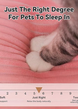 Cat Dog Bed for Pets, Rectangle Pet Bed Gift for Puppy and Kitten, Machine Washable Calming Fluffy Pet Couch Sofa for Indoor Outdoor, Portable Soft Cat Bed with Non-Slip Bottom (Small, Pink)