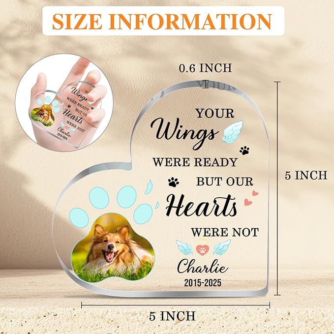 Dog Memorial Gifts for Loss of Dog Cat Custom Pet Memorial Plaque with Photo Name Dog Passing Away Gifts Pet Loss Sympathy Gift Dogs Bereavement Gifts Personalized Gift for Someone Who Lost a Dog