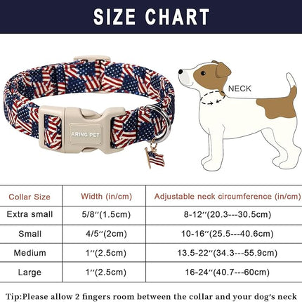 ARING PET American Flag Dog Collar-Cute Patriotic Dog Collars, Adjustable 4th of July Pet Collars Puppy Collar with Quick Release Buckle