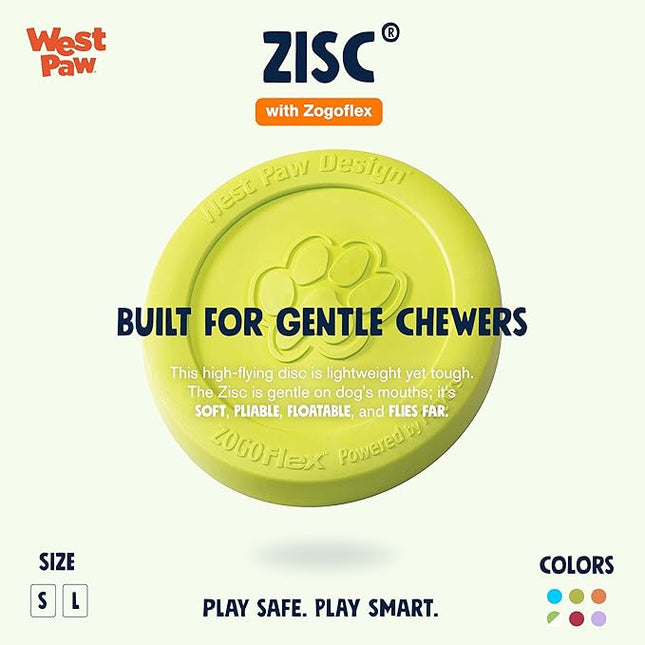 West Paw Zogoflex Zisc Durable Dog Frisbee Nearly Indestructible Flying Disc Dog Toy, 100% Guaranteed Tough, It Floats!, Made in USA, 6.5-Inch Small, Tangerine