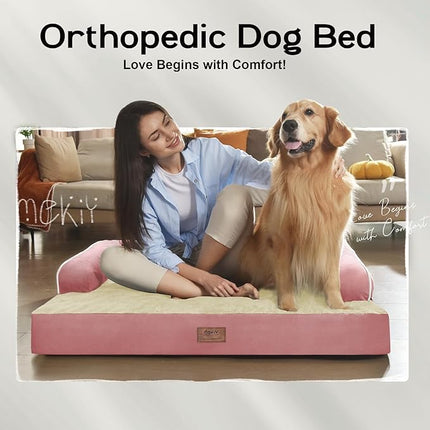 Dog Bed Large Sized Dogs-Orthopedic Waterproof Bed for Dogs,Large Dog Beds with Washable Removable Cover & Non-Slip Bottom