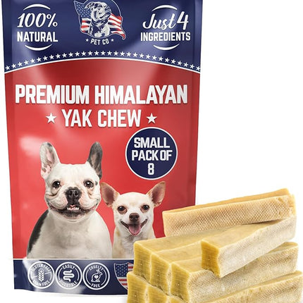 Devil Dog Pet Co. Himalayan Yak Cheese Dog Chews, Small - 8 Pack, 100% Natural & Healthy, Lactose-Free, Long-Lasting Dog Treats, Premium Yak Milk Chew Bones for Dogs