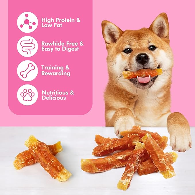 Dog Treats, Chicken Wrapped Sweet Potato Dog Treats, Rawhide Free Healthy Snacks, Soft Chews for Puppy and Small Dogs, 14 oz