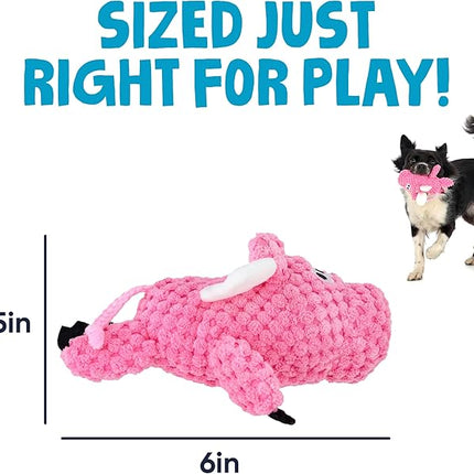 goDog Checkers Just for Me Flying Pig Squeaky Plush Dog Toy with Chew Guard Technology, Durable Fabric & Squeaker for Active Play, Pink, Mini