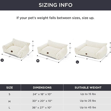 Bedsure Cute Cat Couch for Pets - Fluffy Dog Bed Small Medium Size Dog with Premium Soft Corduroy Fleece, Pet Sofa with Removable Washable Cover, Supportive Couch Bed for Small Dogs, 30inch, Cream