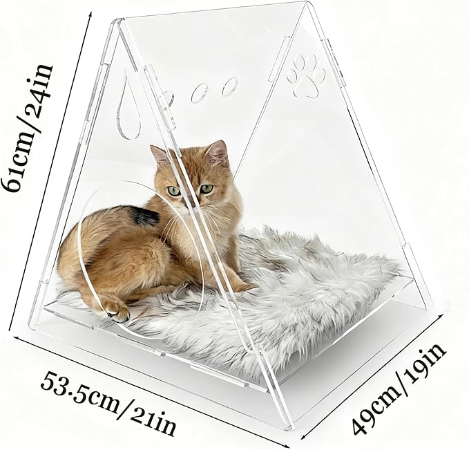 Cat Bed Cozy Triangle Acrylic cat Houses for Indoor Cats pet House for Indoor Cats & Small Dogs - Easy Assembly Puppy Essentials, Perfect for Small and Medium Pets