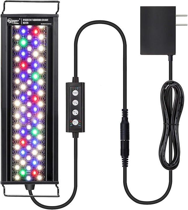 hygger Fish Aquarium LED Light, 14W 24/7 Lighting Sunrise-Daylight-Moonlight Mode DIY , Adjustable Timer/Brightness with Extendable Bracket 7 Colors for Planted Tank