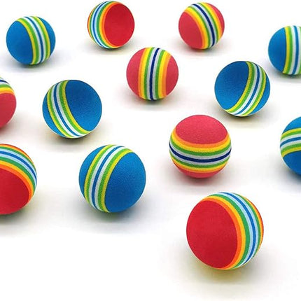 12 Pack 2 Color Rainbow Cat Toy Balls Soft EVA Foam Interactive Indoor Kittens Favorite Toys 1.38" Dia. Small Dogs Puppies Toy Balls Bulk Activity Chase Quiet Play Sponge Ball