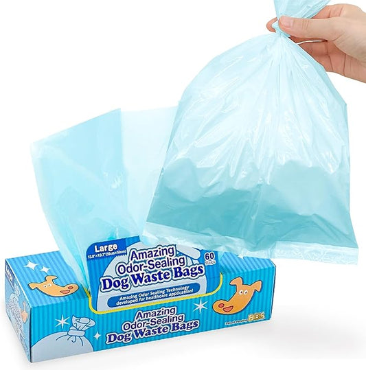 BOS Amazing Odor Sealing Dog Poop Bags - Durable and Unscented [Size: M, Color: Light Blue] (90 Count, Pack of 1) (90 Bags)