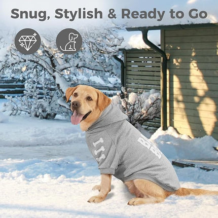 BINGPET Bad to The Bone Dog Sweater with Hood and Leash Hole,Warm Fleece Dog Hoodie & Winter Coat for Small to Large Dogs,Cold Weather Pet Clothes(X-Large)
