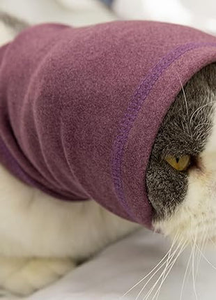 Cat Hematoma Ear Wrap, Cat Snood Anxiety Relief, Bath Accessories for Pet Grooming & Force Drying (Pail Lilac S)