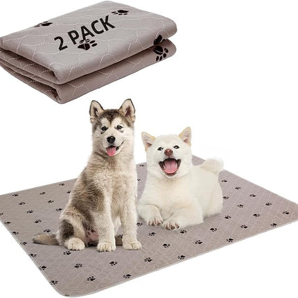 PUPTECK Washable Pee Pads for Dogs - 2 Pack 34" x 36" Waterproof Reusable Puppy Potty Training Pads Whelping Mat - Fast Absorption Non-Slip Pet Food Feeding Mat -Pad for Small Animals