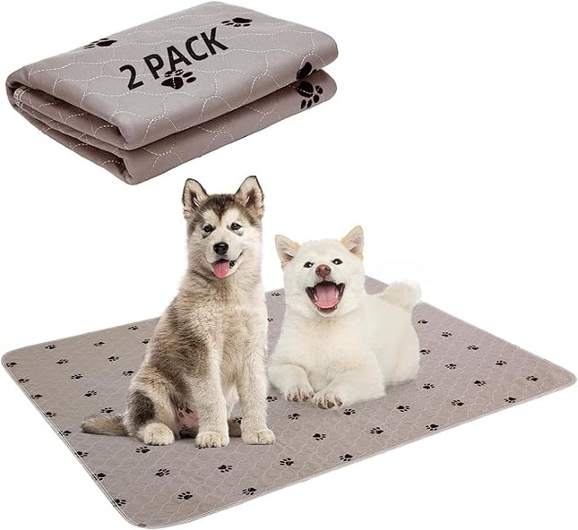 PUPTECK Washable Pee Pads for Dogs - 2 Pack 34" x 36" Waterproof Reusable Puppy Potty Training Pads Whelping Mat - Fast Absorption Non-Slip Pet Food Feeding Mat -Pad for Small Animals