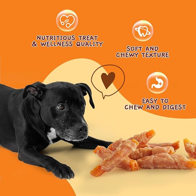 Jungle Calling Dog Treats, Skinless Chicken Wrapped Sweet Potato, Gluten and Grain Free, Chewy Dog Bites for Balanced Nutrition, 6 oz