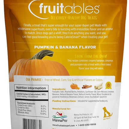 Fruitables Baked Dog Treats – Healthy Low Calorie – Free of Wheat, Corn and Soy – Pumpkin and Banana – 12 Ounces (Pack of 2)
