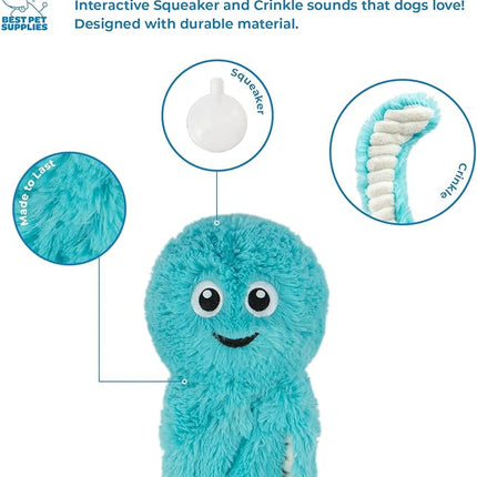 Best Pet Supplies Interactive Squeaky Dog Chew Toy, Ideal Dog Toys for Chewers, Small, Medium & Large Dogs, and Fetch Lovers - Octomutant (Fuchsia, Purple, Turquoise), Large
