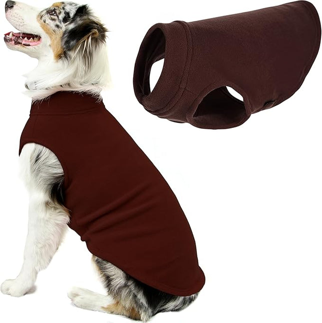 Gooby Stretch Fleece Vest Dog Sweater - Brown, 5X-Large - Warm Pullover Super Stretchy Fleece Dog Jacket for Small to Large Dogs