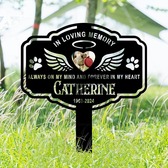 Personalized Metal Dog Grave Markers Stake, Pet Memorial Outdoor Garden Sign Plaque, Custom Pets Name Marker for Cemetery, Pet Loss Sympathy Gift
