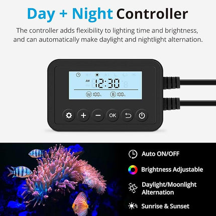 NICREW 24W Saltwater Aquarium Light, Marine LED Reef Light for Corals, Programmable Timer Controller, 24 to 30-Inch