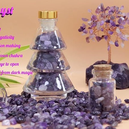 1lb Amethyst Aquarium Gravel Rocks Natural Tumbled Healing Crystal Chips Bulk Gemstones Tumbled Crushed Stones for Fountain Vase Filler Planters Decorative Fish Tank Potted Reiki Energy Balancing