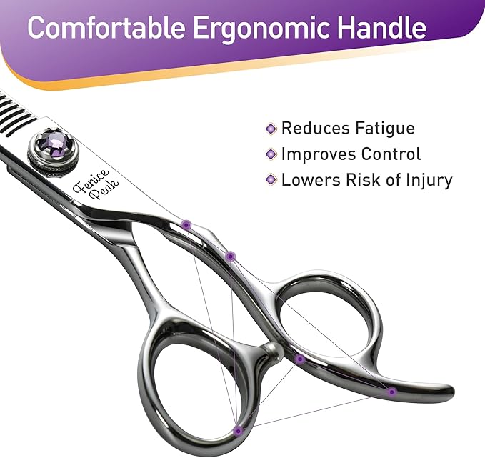 Fenice Peak 7 inch Thinning Dog Grooming Scissors Professional Dog Shears Made of Japanese 440C Stainless Steel with Jewelled Screw Trimming Cutting Scissors Durable and Sharp