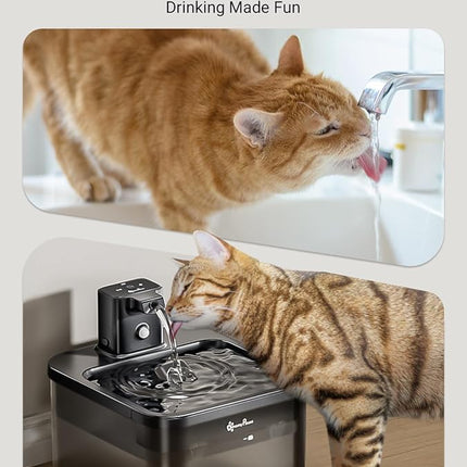 DownyPaws Cat Water Fountain Cordless, 84oz/2.5L Fursink Wireless Pet Water Fountains for Cats Indoor, Battery Operated Cat Drinking Fountain with Motion Sensor, Ultra Quiet Pump, BPA-Free, Black